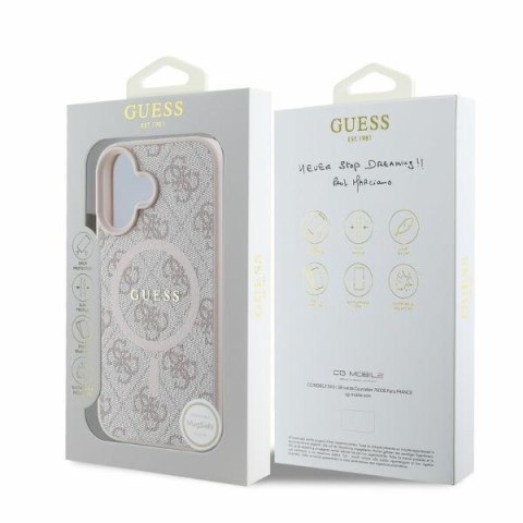 Guess GUHMP16SG4GFRP iPhone 16 6.1" różowy/pink hardcase 4G Ring Classic Logo MagSafe