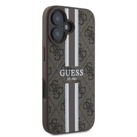Guess GUHMP16SP4RPSW iPhone 16 6.1" brązowy/brown hardcase 4G Printed Stripes MagSafe