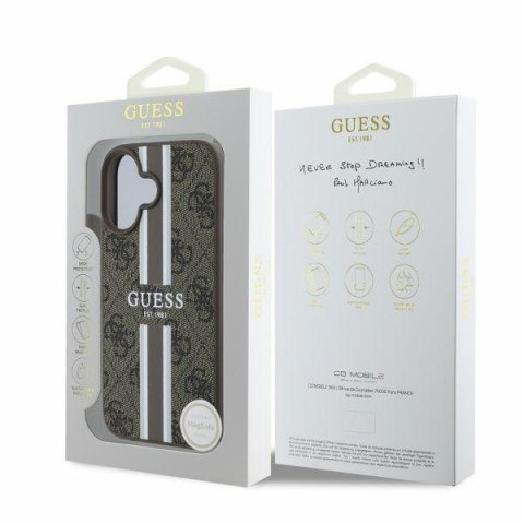 Guess GUHMP16SP4RPSW iPhone 16 6.1" brązowy/brown hardcase 4G Printed Stripes MagSafe