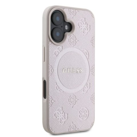 Guess GUHMP16SPSAPSMEP iPhone 16 6.1" różowy/pink hardcase Saffiano Peony Classic Logo MagSafe