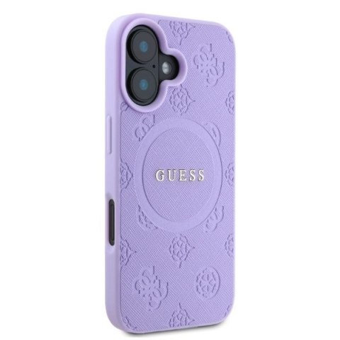 Guess GUHMP16SPSAPSMEU iPhone 16 6.1" fioletowy/purple hardcase Saffiano Peony Classic Logo MagSafe