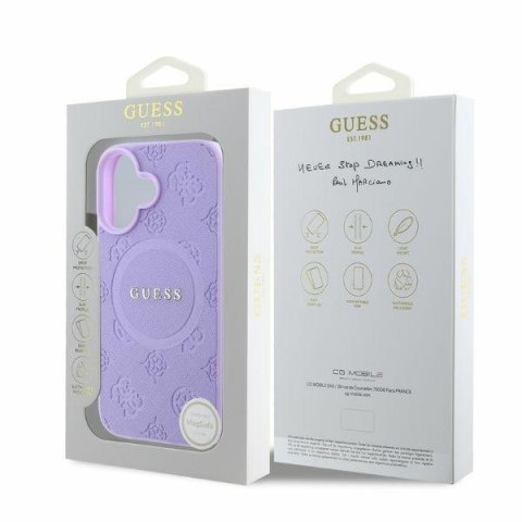 Guess GUHMP16SPSAPSMEU iPhone 16 6.1" fioletowy/purple hardcase Saffiano Peony Classic Logo MagSafe