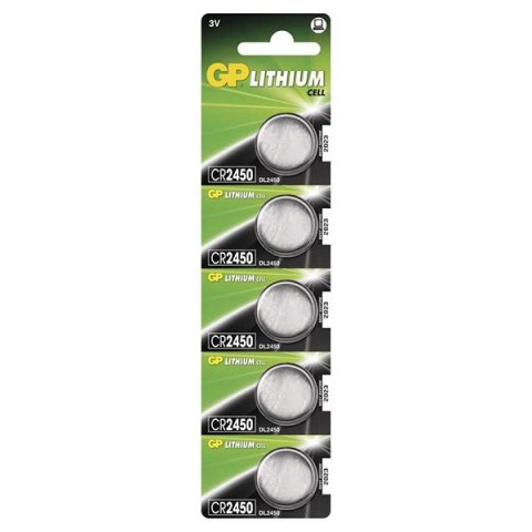 Bateria litowa, guzikowa, CR2450, 3V, GP, blistr, 5-pack