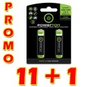 Baterie Ni-MH, AAA akumulatorki, 1.2V, 900 mAh, Powerton, box, 12x2-pack, PROMO 2-pack 11+1 (22+2 szt)