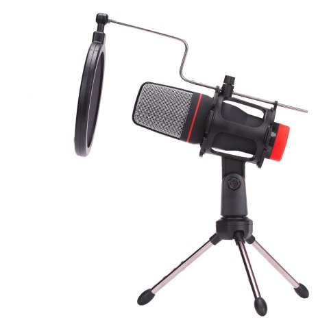 Marvo, mikrofon streamingowy / studyjny MIC-02, bez regulacji głośności, czarny, na trójnogu