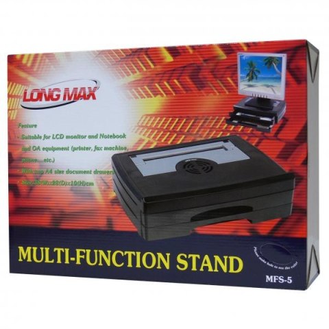 Podstawa pod notebook, regulowany, z wentylatorem, czarno-srebrny, 2 szufladki