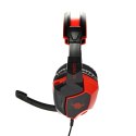 RED FIGHTER H2 Gaming Headset, słuchawki z mikrofonem, regulacja głośności, czarno-czerwona, 2x 3.5 mm jack