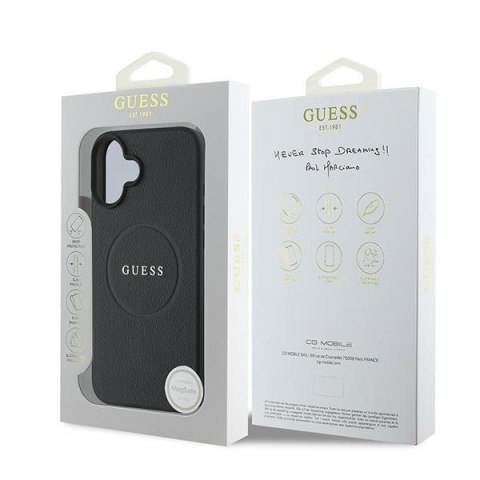 Guess GUHMP16MPGHSMMK iPhone 16 Plus 6.7" czarny/black hardcase Grained Gold Ring MagSafe