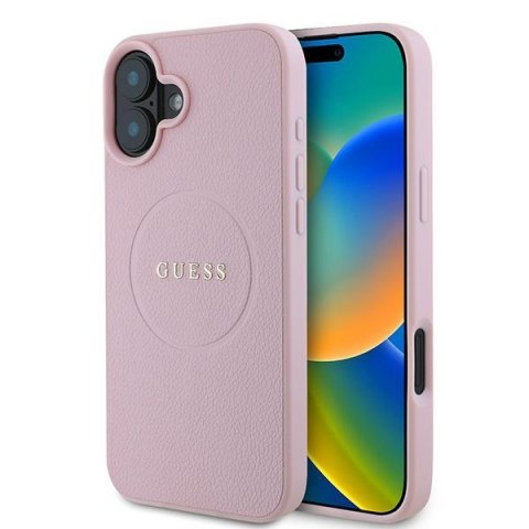 Guess GUHMP16MPGHSMMP iPhone 16 Plus 6.7" różowy/pink hardcase Grained Gold Ring MagSafe