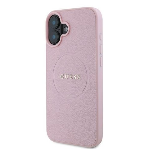 Guess GUHMP16MPGHSMMP iPhone 16 Plus 6.7" różowy/pink hardcase Grained Gold Ring MagSafe