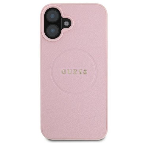 Guess GUHMP16MPGHSMMP iPhone 16 Plus 6.7" różowy/pink hardcase Grained Gold Ring MagSafe