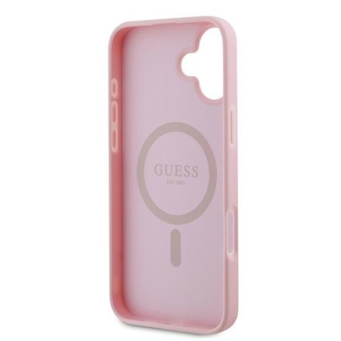 Guess GUHMP16MPGHSMMP iPhone 16 Plus 6.7" różowy/pink hardcase Grained Gold Ring MagSafe