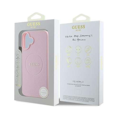 Guess GUHMP16MPGHSMMP iPhone 16 Plus 6.7" różowy/pink hardcase Grained Gold Ring MagSafe
