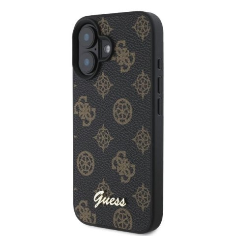 Guess GUHMP16SPGPYSK iPhone 16 6.1" czarny/black hardcase Peony Script MagSafe