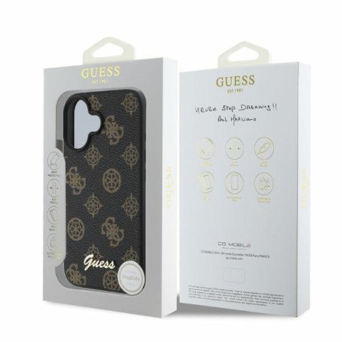Guess GUHMP16SPGPYSK iPhone 16 6.1" czarny/black hardcase Peony Script MagSafe