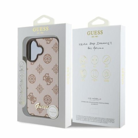 Guess GUHMP16SPGPYSW iPhone 16 6.1" brązowy/brown hardcase Peony Script MagSafe
