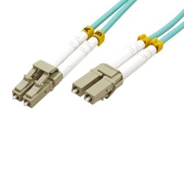 Optyczny Patchcord Multi mode (50/125), LC-LC/15m, niebiesko-zielony, economy