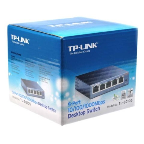 TP-LINK switch TL-SG105 1000Mbps, automatyczne uczenie adresów MAC, auto MDI/MDIX