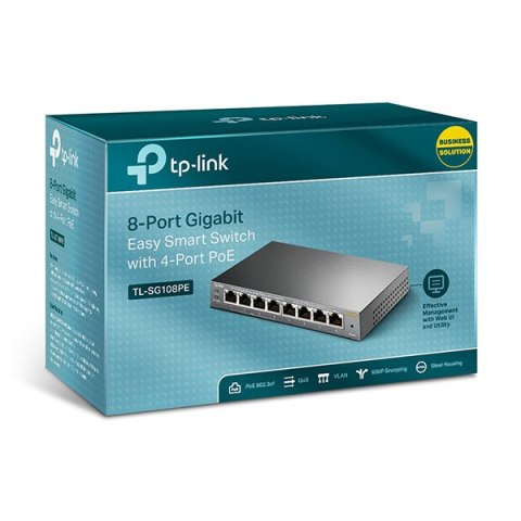 TP-LINK switch TL-SG108PE PoE, 1000Mbps, 4x aktywne PoE, Easy smart, Auto MDI/MDI-X