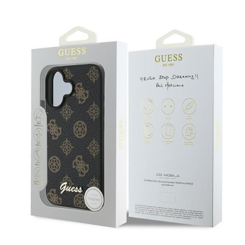 Guess GUHMP16MPGPYSK iPhone 16 Plus 6.7" czarny/black hardcase PU Peony Script MagSafe