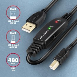 Aktywny kabel połączeniowy/wzmacniacz USB 2.0 A-M -> B-M 10 m czarny Axagon