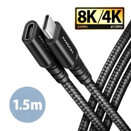 Kabel przedłużacz USB-CM - USB-CF 3.2 Gen 2 PD 240W 1.5m czarny Axagon