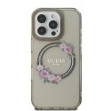 Guess GUHMP16LHFWFCK iPhone 16 Pro 6.3" czarny/black hardcase IML Flowers Wreath MagSafe