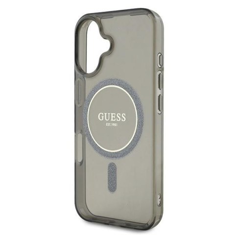 Guess GUHMP16SHFGEREK iPhone 16 6.1" czarny/black hardcase IML Glitter Circle MagSafe