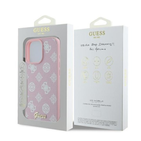 Guess GUHMP16LPGPYSP iPhone 16 Pro 6.3" różowy/pink hardcase Peony Script Logo MagSafe