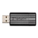 Verbatim USB flash disk, USB 2.0, 64GB, PinStripe, Store N Go, czarny, 49065, USB A, z wysuwanym złączem