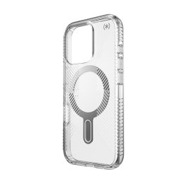 Speck Presidio Perfect-Clear Grip ClickLock & MagSafe - Etui iPhone 16 Pro (Clear / Chrome Finish / Serene Silver)