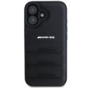 AMG AMHCP16SGSEBK iPhone 16 6.1" czarny/black hardcase Leather Debossed Lines Black Logo