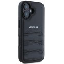 AMG AMHCP16SGSEBK iPhone 16 6.1" czarny/black hardcase Leather Debossed Lines Black Logo