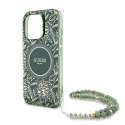 Guess GUHMP16LHCPOFPA iPhone 16 Pro 6.3" zielony/green hardcase IML Flowers Allover Electro With Pearl Strap MagSafe