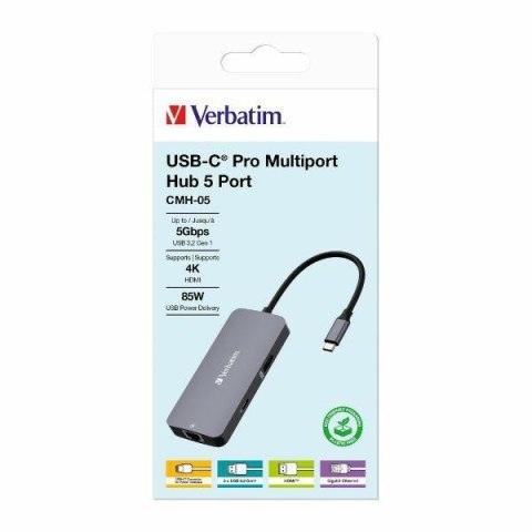 Verbatim Adapter Hub USB-C - HDMI/USB-C /Eternet/2xUSB-A 3.0 aluminium/aluminum 32150
