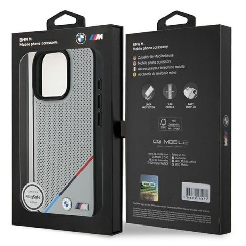 BMW BMHMP16L23PUPDG iPhone 16 Pro 6.3" szary/grey hardcase M Perforated Tricolor Line MagSafe