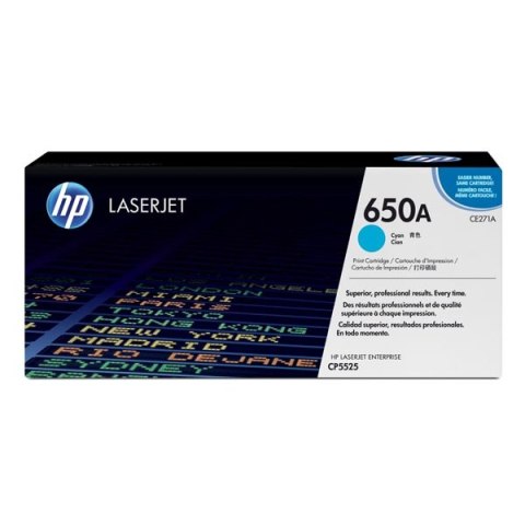 HP oryginalny toner CE271A, cyan, 15000s, HP 650A, HP LaserJet CP5525n, CP5525dn, CP5525xh, O