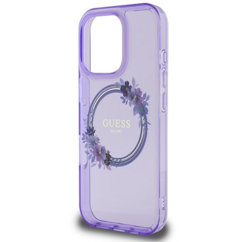 Guess GUHMP16LHFWFCU iPhone 16 Pro 6.3" fioletowy/purple hardcase IML Flowers Wreath MagSafe