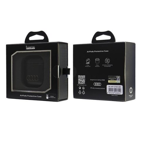 Audi Leather Big Logo AirPods 1/2 cover czarny/black AU-AP-GT/D3-BK