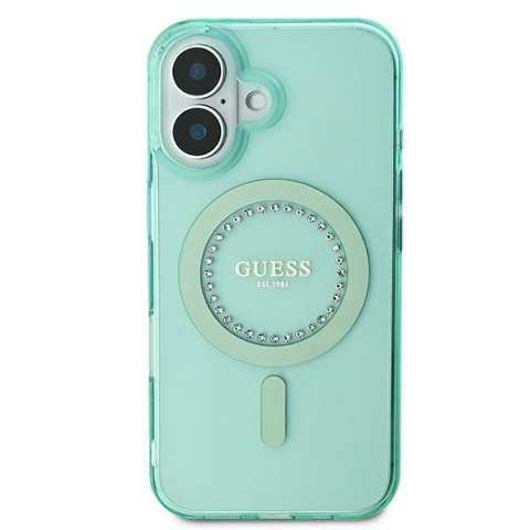 Guess GUHMP16MPFTDTEN iPhone 16 Plus 6.7" zielony/green hardcase IML Rhinestones MagSafe