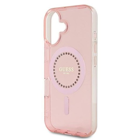 Guess GUHMP16SPFTDTEP iPhone 16 6.1" różowy/pink hardcase IML Rhinestones MagSafe