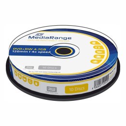 Mediarange DVD+RW, MR451, 10-pack, 4.7GB, 4x, 12cm, cake box, bez możliwości nadruku, do archiwizacji danych