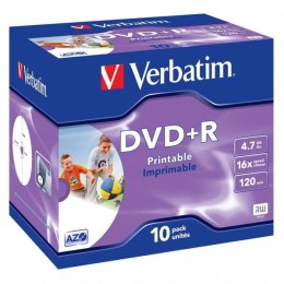 Verbatim DVD+R, 43508, DataLife PLUS, 10-pack, 4.7GB, 16x, 12cm, General, Advanced Azo+, jewel box, Wide Printable, do archiwiza