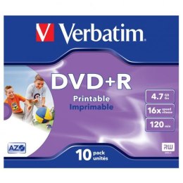 Verbatim DVD+R, 43508, DataLife PLUS, 10-pack, 4.7GB, 16x, 12cm, General, Advanced Azo+, jewel box, Wide Printable, do archiwiza