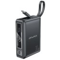 AWEI PowerBank z wbudowanym kablem P87K 10000mAh czarny/black 30W