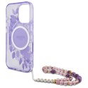 Guess GUHMP16LHFWBRCESU iPhone 16 Pro 6.3" fioletowy/purple hardcase IML Flowers With Pearl Strap MagSafe