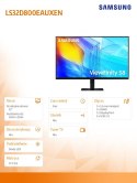 Monitor 32 cali ViewFinity S80D IPS 3840x2160 UHD 16:9 1xHDMI 1xDP 3xUSB 3.0 5ms PinP/PbyP 60Hz HAS+PIVOT płaski 3YOn-Site