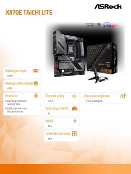 Płyta główna X870E TAICHI LITE AM5 4DDR5 M.2 EATX