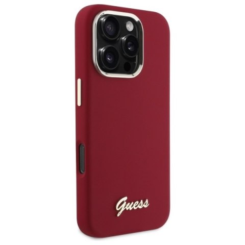 Guess GUHCP16LSMBSLM iPhone 16 Pro 6.3" magenta hardcase Silicone Script Metal Logo