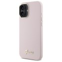 Guess GUHCP16MSMBSLP iPhone 16 Plus 6.7" różowy/pink hardcase Silicone Script Metal Logo & Frame